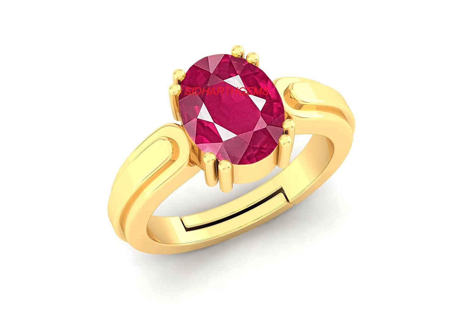 SIDHARTH GEMS7.50 Carat A+ Quality Natural Burma Ruby Manik Unheated Untreatet Gemstone Gold Ring for Women's and Men's(GGTL Lab Certified)