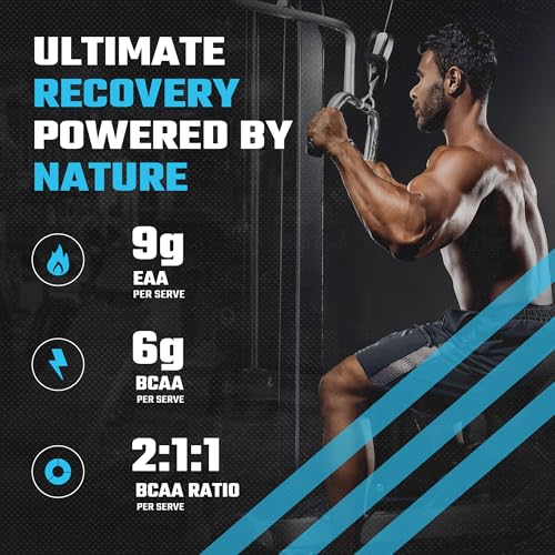 Image of Foodstrong EAA 9000 with Hydrating Electrolytes, Blue Raspberry Ice Flavour, 9g Essential Amino Acids (EAA) & 6g BCAA Per Serving - Supports Muscle Recovery & Rehydration - 300g, 25 Servings
