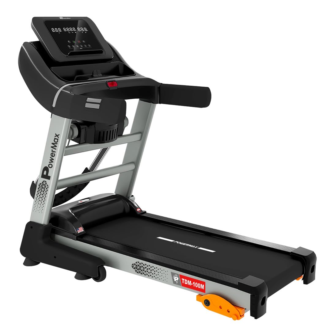 PowerMax Fitness TDM-100M 5HP Motorized Multifunction Treadmill for Home with Massager | 130KG Max User | 3-Level Manual Incline | Top Speed 12 kmph | Bluetooth for Fitshow App & MP3 Speaker-image-6