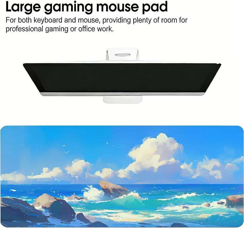Podkładka pod mysz do gier kreskówka XXL morska podkładka pod mysz 1400 x 600 x 3 mm Poprawa precyzji i szybkości, podkładka pod mysz do gier antypoślizgowa gumowa podstawa, do dekoracji Burea DZ-147