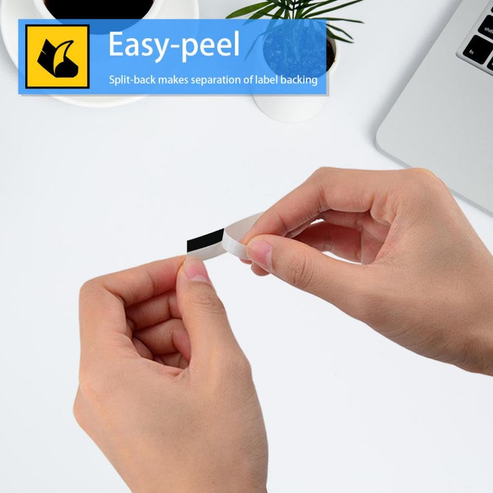 Nastro per Etichette Bianco su Nero da 10 Pezzi da 12 mm Compatibile con l'etichettatrice LabelManager 100 120P 350D 160 per D1 A45021