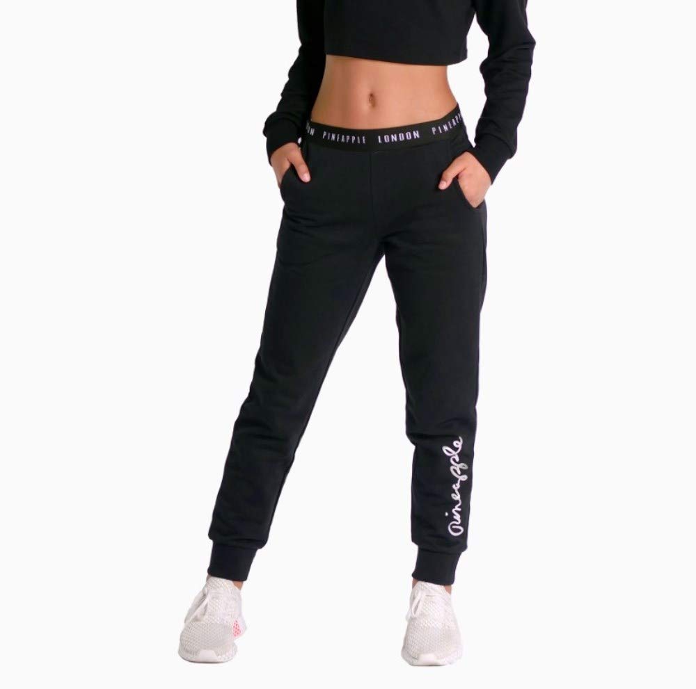 Pineaple Dancewear Script Jogger Trackpants Black with Silver Logo