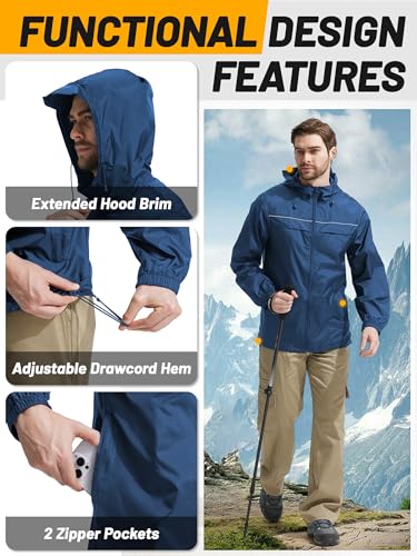 Image of SWISSWELL Mens Rain Jacket & Coats Packable Lightweight Waterproof Rain Shell Hooded for Golf Travel Hiking