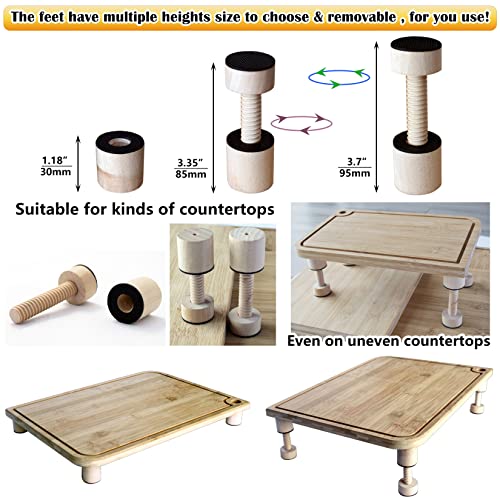 Anfu Cutting Board Feet, Wood Feet For Countertop Cutting Board- Kit To Elevate And Skid-Proof Your Cutting Board (Beige) #TOP3