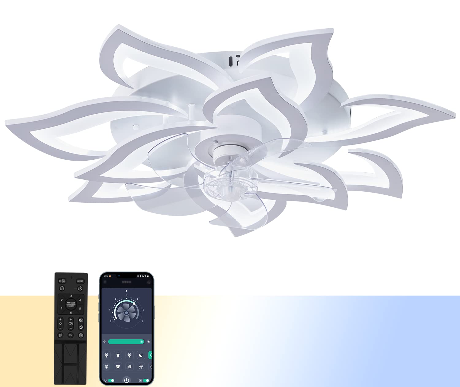 Pitosar Modern Ceiling Fan with Lights Low Profile 