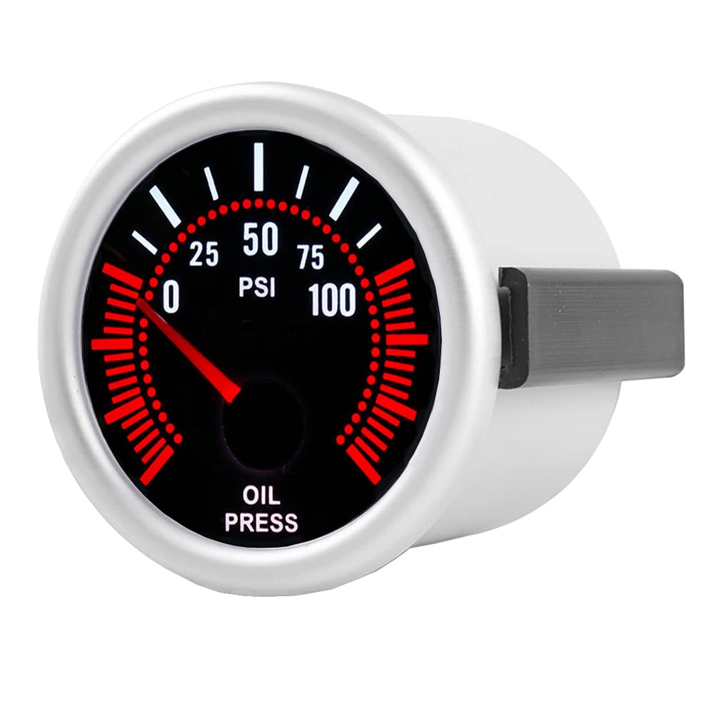 ETOPARS 52mm Motore Auto Kit Calibro Manometro dell'olio Frantoio Puntatore Indicatore Luminoso a LED Bianca Display Universale Fumo Tinta Len