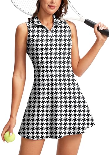 Image of Viodia Women's Tennis Golf Dress with Shorts | Active, Exercise, Workout, Sports, Athletic, Dresses for Women, with Zipper Pockets