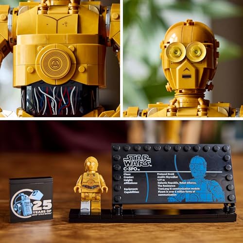 Star Wars C-3PO Droid Figure + R2-D2 Model Set, Kit modello da collezione da costruire con la minifigure del personaggio, Idea regalo cimeli per uomini, donne e fan 75398 + 75379 - Lego - Immagine 4