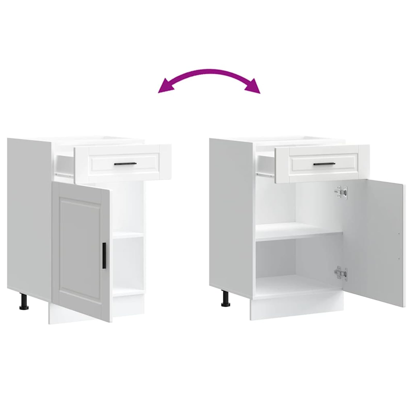Tidyard Mobile Base Cucina Porto Bianco 50x46x81,5 cm Truciolato con Cassetto e Anta, Piedini Regolabili, per Cucina 853957
