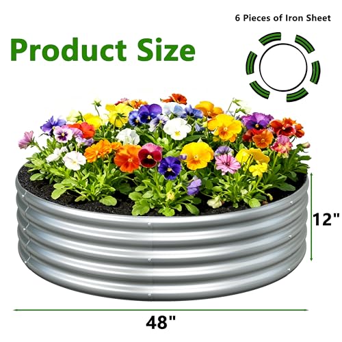 Image of 2Pack 4x4x1ft Galvanized Raised Garden Bed, Planter Raised Garden Beds Outdoor, Round Clearance Raised Garden Beds for Gardening Vegetables
