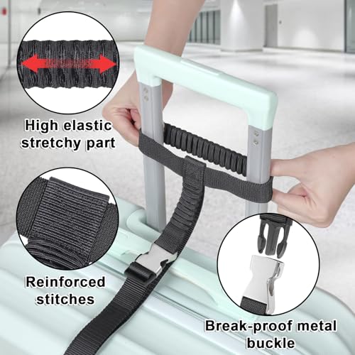 Image of Vigorport Luggage Straps, Metal Luggage Connector Straps for Suitcases, Stretchable Add A Bag Adjustable Attachment Accessories Belts (Black, Medium)