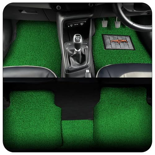 Image of CONTINENTAL ''Duramat Curly'' Universal Noodles Car Mats - Premium Waterproof PVC Cushions Car Floor Mats for All Cars with Anti-Slip Design (Set of 5, Green & Black)