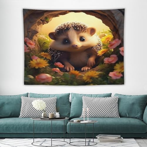 Tenture murale hérisson grand format 150x200 pour chambre