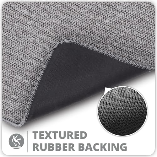 Bath Mat,Ultra Thin Bathroom Runner Rugs,Large Bath Mats for Bathroom,Quick Dry,Non-Slip,Machine Washable,Low Pile,Bath Rug,Shower Outside,Sink,Home Decor Accessories.Grey,1'5"x4'11"(17x59inch)