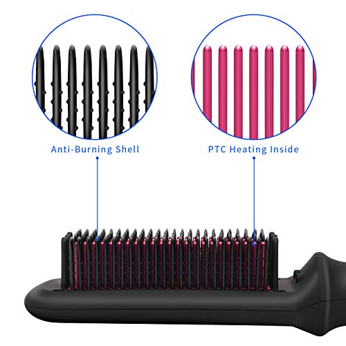 Hair Straightener Brush 5 Temp Settings Ionic Straightening Brush For Frizz-Free Silky Hair, Anti-Scald Fast Heating Auto-Off Safe Straightening Comb For Women. #TOP1
