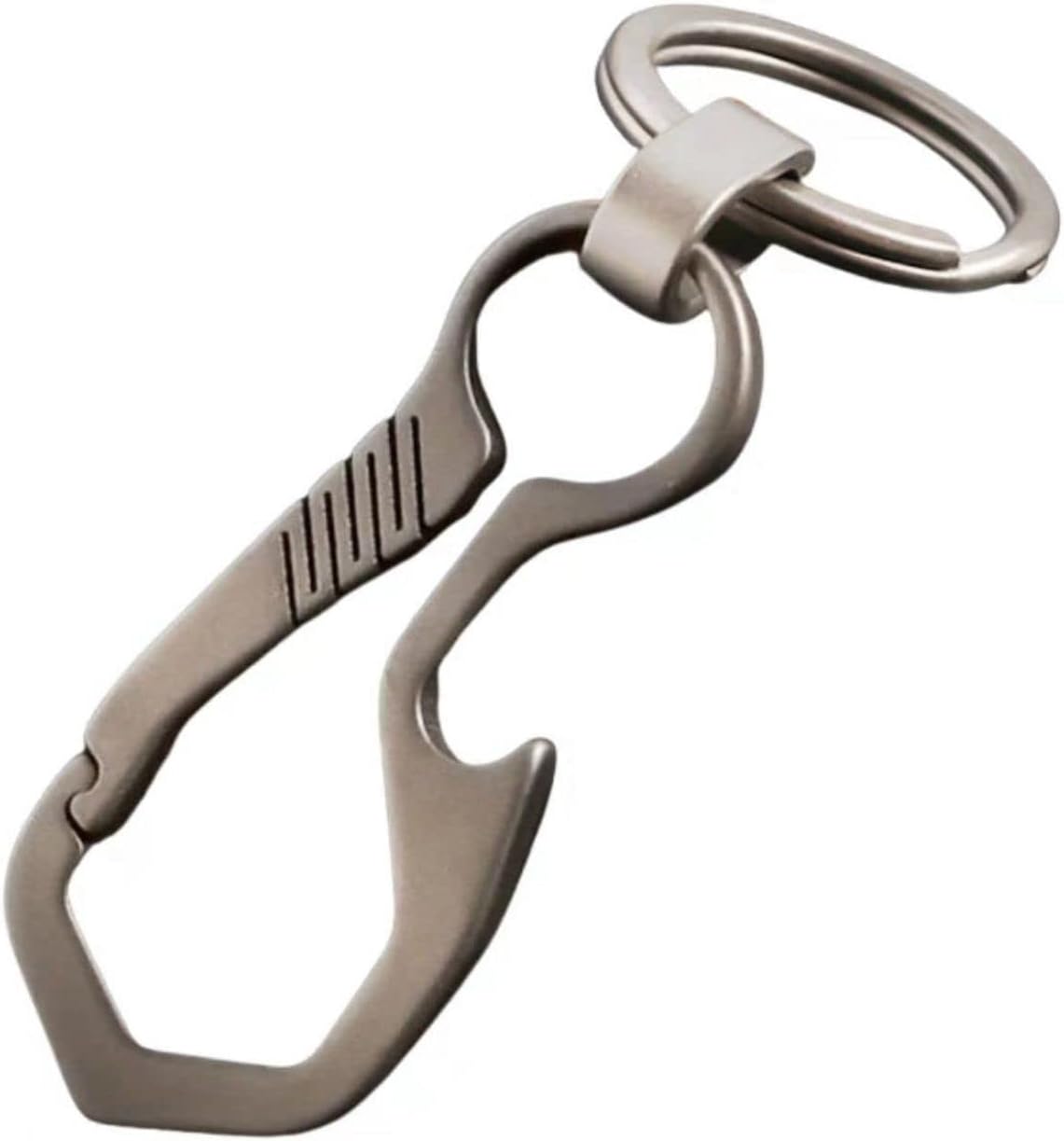 RISON Titanium Keychain Clip with Bottle Opener, Quick Release Carabiner Key Ring Holder for Men