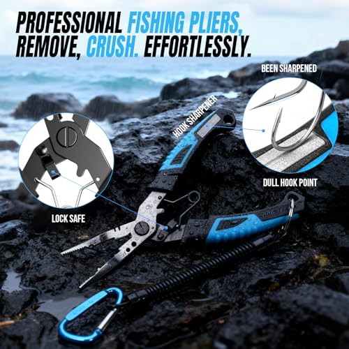 Image of PLUSINNO Fishing Gear, Fishing Tools, Fishing Accessories, Corrosion Resistant Fishing Pliers Kit, Fishing Knife, Floating Fish Lip Gripper Fishing Gifts for Men, Gifts for Fishermen
