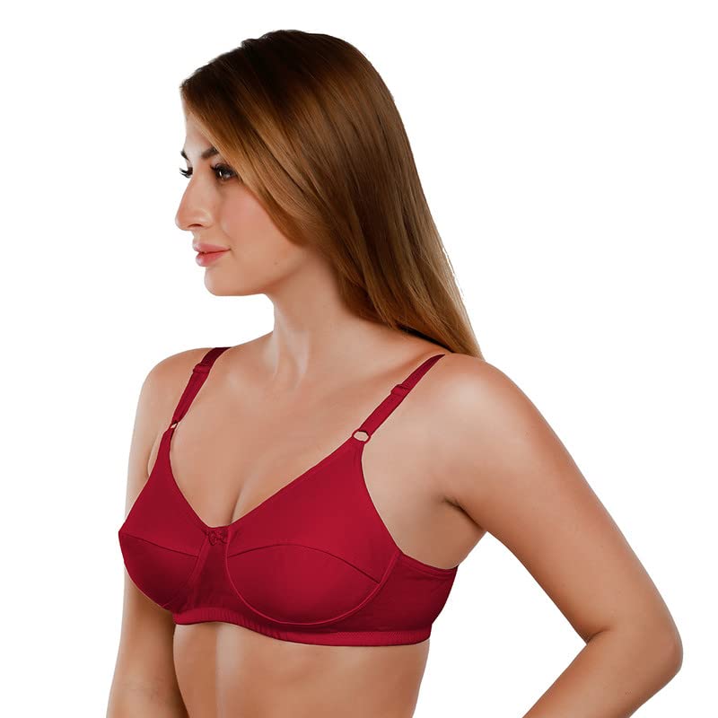 Image of Daisy DEE Women's Cotton Seamed Non-Wired Regular Straps Full Coverage Non-Padded Bra - NSHTL