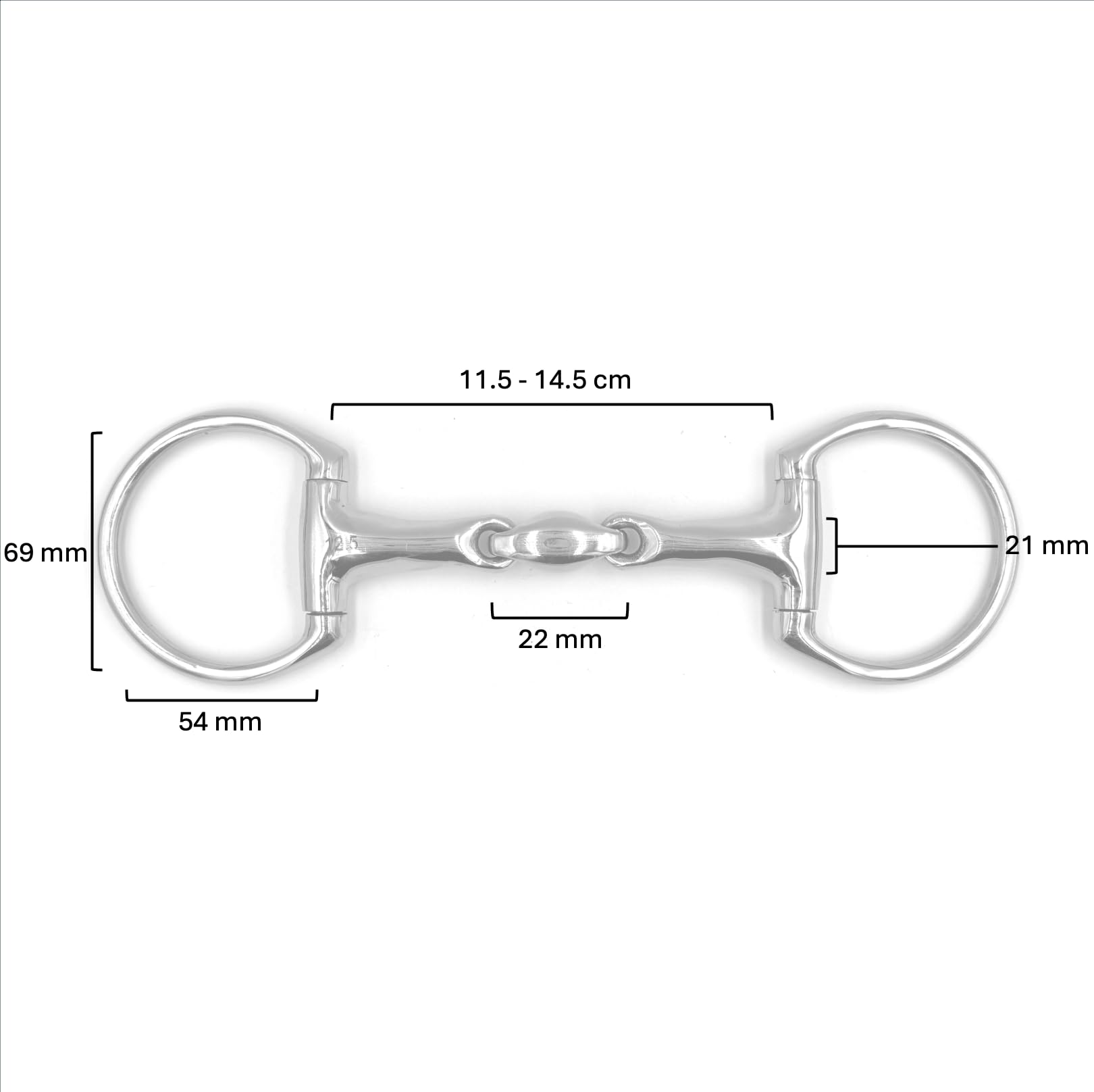 ES0113 - Mordida de cabeza de oliva, doble roto, de acero inoxidable, diámetro del anillo: 70 mm, grosor de la dentadura 20 mm (12,5 cm)
