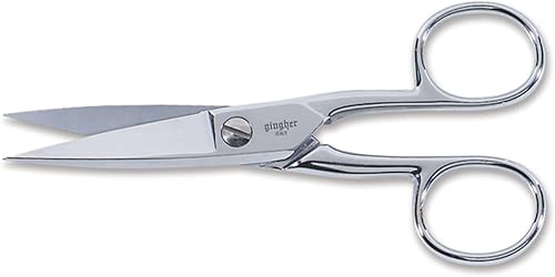 Gingher - Tijeras artesanales con funda protectora, tijeras de borde de cuchillo de 5 pulgadas para cortar tela, hilo y hilo de costura, color