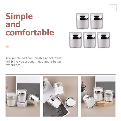 Miniatura 5 de FRCOLOR Botellas de bomba sin aire de 0.5 fl oz, botellas recargables de loción de viaje, prensa al vacío, frasco, base, contenedor cosmético,