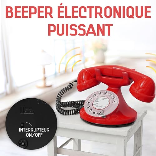 Téléphone rétro années 1920 rouge Opis Technology idée cadeau vintage cadran rotatif - 4