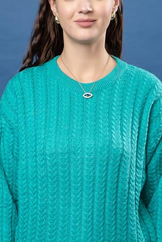 Image of Wear lusso Women's Woolen Cable Knit Pullover Sweater | Full Sleeve Round Neck Winter Wear | 100% Wool Soft & Warm Stylish Sweater for Girls, Ladies & Women | Cozy Casual Winter Fashion