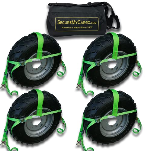 SecureMyCargo ATV/UTV/Tractor Wheel Net (4, Lime Green)