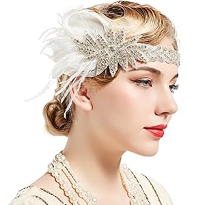 BABEYOND Hoofdband met veer voor dames, jaren 20, flapper-stijl, Charleston haarband, Great Gatsby, carnavalskostuum…