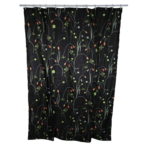 Spirella Schimmel Duschvorhang-Anti-Bakteriell, waschbar, wasserdicht, Polyester, „Contraste“ 180x200cm Schwarz Bunt mit Blumen, Multi-Colored, Sergé 240 X 180 cm