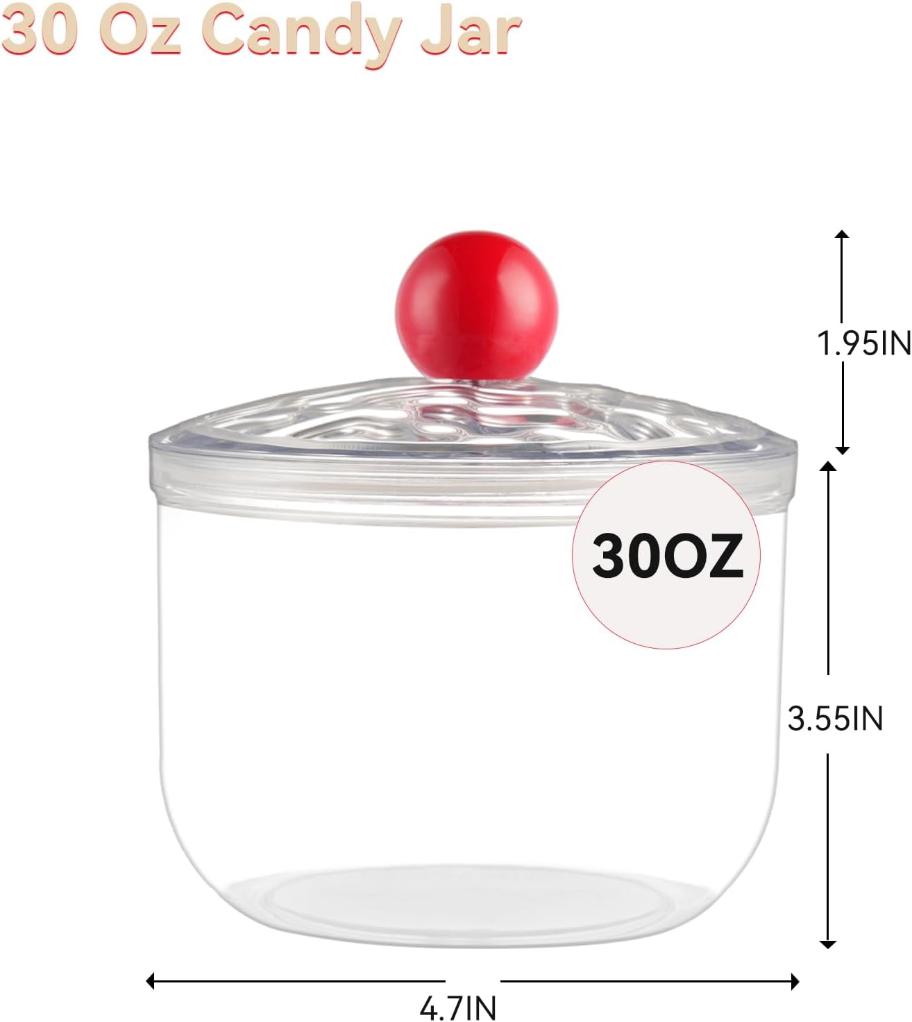 5 Pcs 128/128/74/74/30 Oz Plastic Cookie Candy Jars Clear Plastic Storage Containers Airtight Apothecary Canisters for Kitchen Home Decorative Pantry Office Party