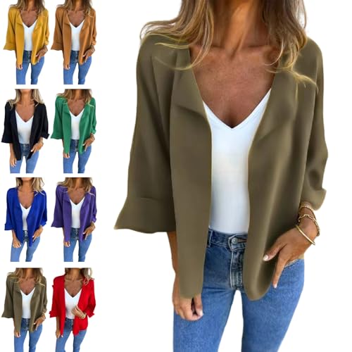 RJDJ Petitionm Casual Faux Suede Cardigan Buttonless Solid Color Lapel Jacket for women, Soft, Chic for Layering