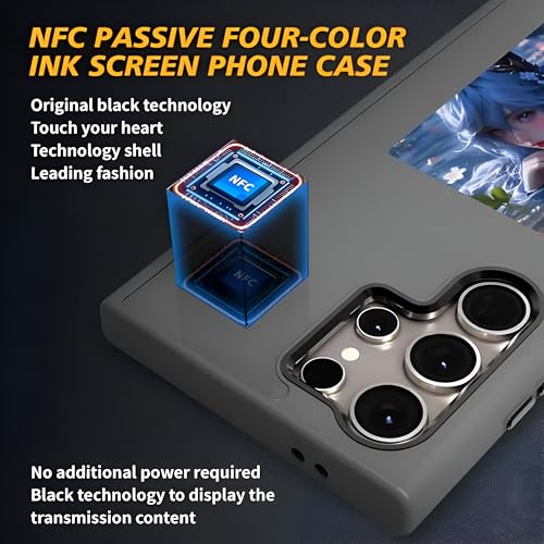 Image of Smart E-Ink NFC Compatible with Samsung Galaxy S24 Ultra| Custom Image Display | NFC Enabled Custom Patterns (Black)