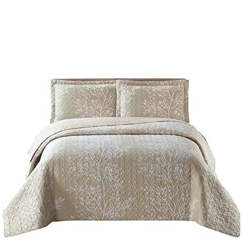 Royal Tradition Odette Tagesdecke, wendbar, für Doppelbetten, 3-teiliges Set, 228 cm breit x 244 cm lang, Beige Cover