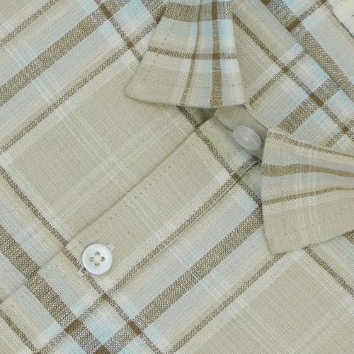 Image of GHPC 100% Cotton Checkered Half Sleeves Regular Fit Formal Shirt for Men