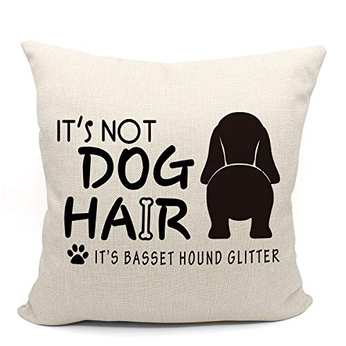 Mancheng-zi Federa per cuscino con scritta "It's Not Dog Hair It's Basset Hound", regalo per gli amanti dei cani, divertente decorazione per il culo di Basset Hound, regalo per gli amanti del