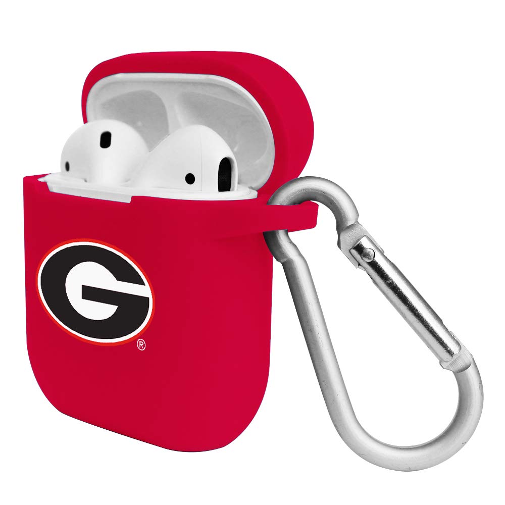 AudioSpice Collegiate Georgia Bulldogs Silicone Cover for Apple AirPods (1st and 2nd Generation) Charging Case with Carabiner