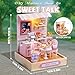 Kisoy Dollhouse Miniature with Furniture Kit, DIY 3D Wooden DIY House Kit with Dust Cover,Handmade Tiny House Toys for Teens Adults Gift(Sweet Talk)
