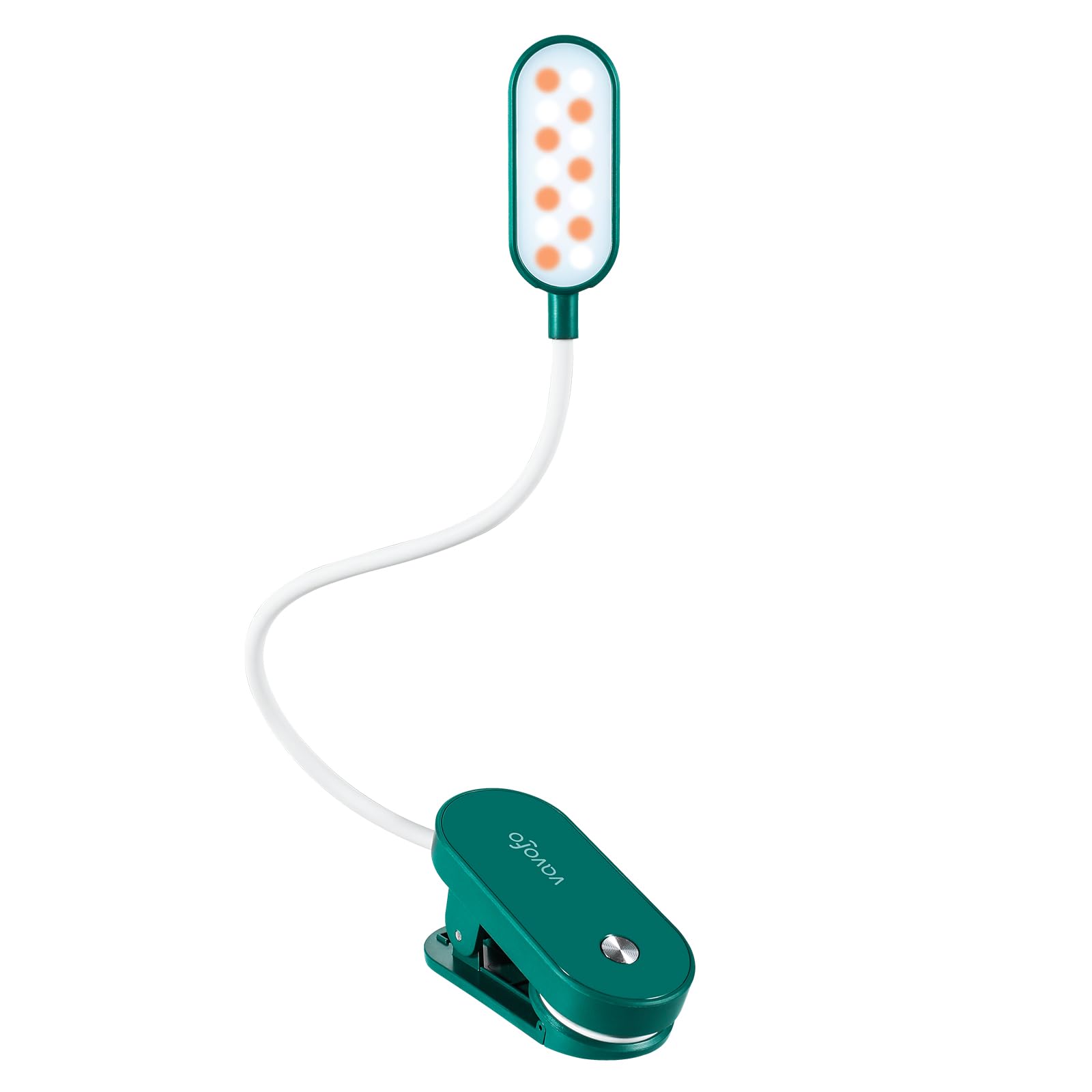 VAVOFO Rechargeable Book Light, 14 LEDs Eye Care Clip On Amber Reading Light for Bookworms Reading in Bed with 9 Colors 9 Brightness (Dark Green)