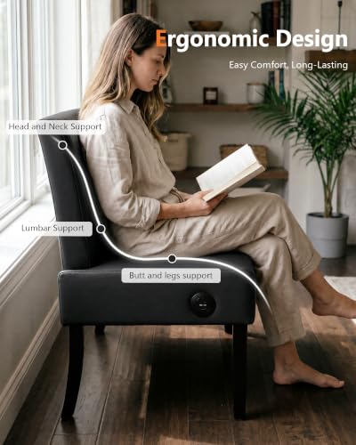 Image of 43'' Leather Armless Loveseat with USB, Compact Couch for Living Room