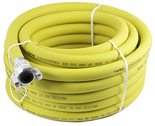 Parker Hannifin 7083JHP75-600 Jackhammer/Sledgehammer Hose, Coupled Crimped Universal Chicago Fittings, Universal Couplings Connection, 300 psi Maximum Pressure, 50' Length, 3/4" ID, Yellow