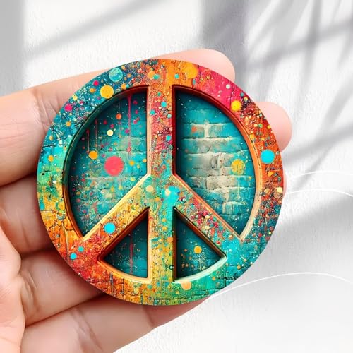 Imán decorativo redondo vintage con símbolo de paz