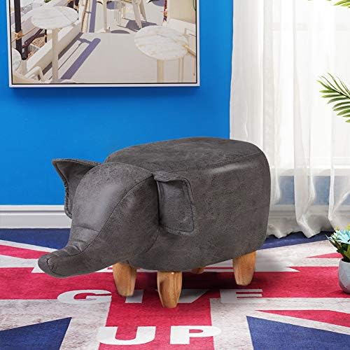 CLIPOP Elephant Footstool Animal Ottoman Footstools and Pouffes,Low Pouffe Sofa Stool for Kids with Wooden Legs. (Elephant-A)