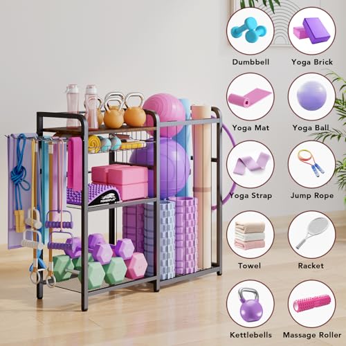 image for Homsorout Weight Rack for Home Gym - Exercise Equipment Storage Organi
