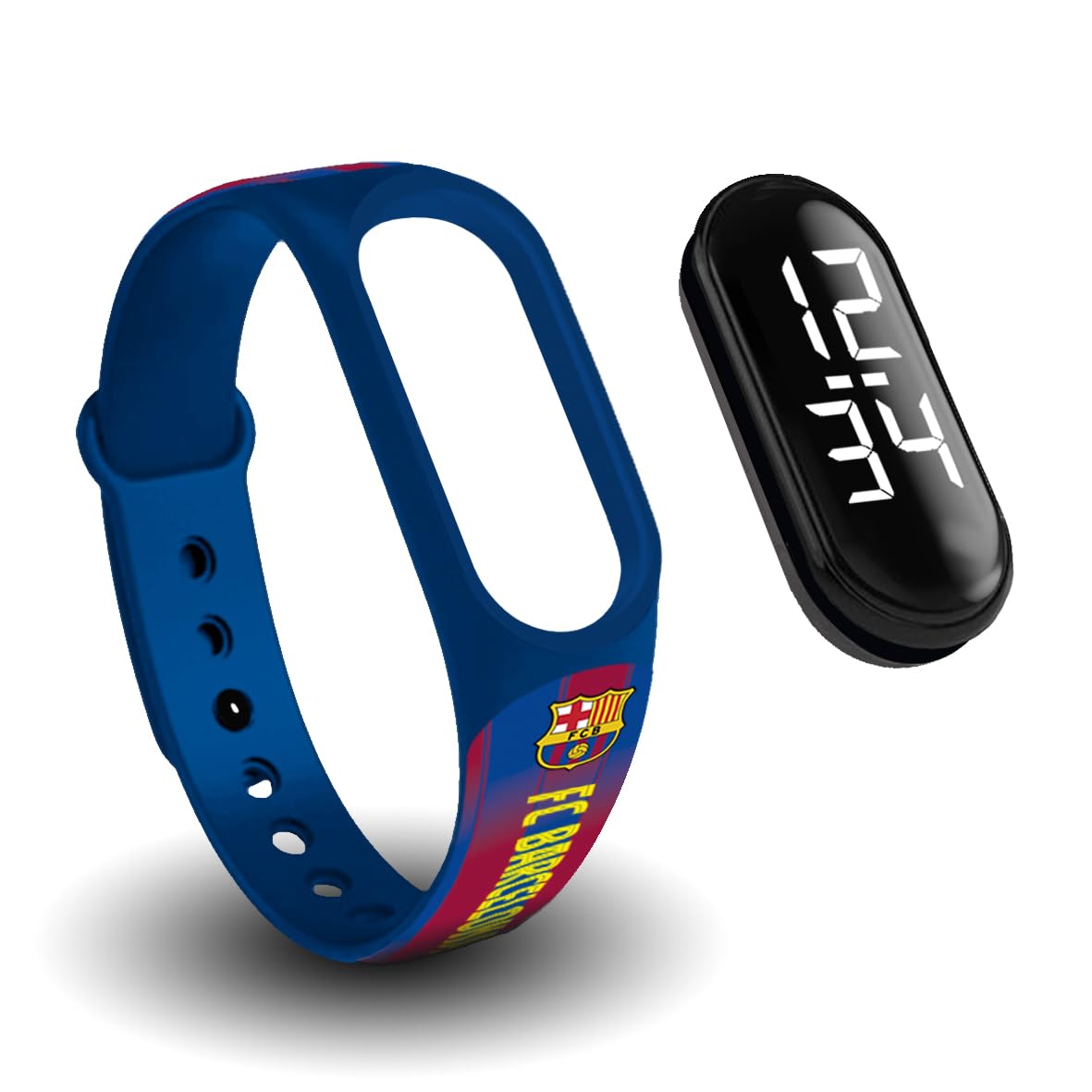 FIT & FUN Correa Oficial FC Barcelona + Reloj Digital Compatible para Niño o Niña – Hora y Fecha – Funciona con Pilas – Diseño 1ª Equipación FC Barcelona 2025-2026