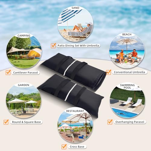 Jorohiker Umbrella Base Weight Sand Bags, 2 x 50 LBS Fillable Sand Bag for Umbrella Base, Cantilever Patio Umbrella, Trampoline, Outdoor Garden Backyard Furniture (Without Filler) by Jorohiker - Image 6