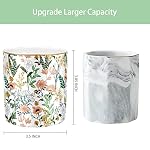 WAVEYU Large Capacity Colored Pen Holder for Desk, Ceramic Pencil Holder Pen Cup Marker Holder Makeup Brush Holders, Desk Accessories & Workspace Organizers for Home, School & Office, White Flower - Image 2