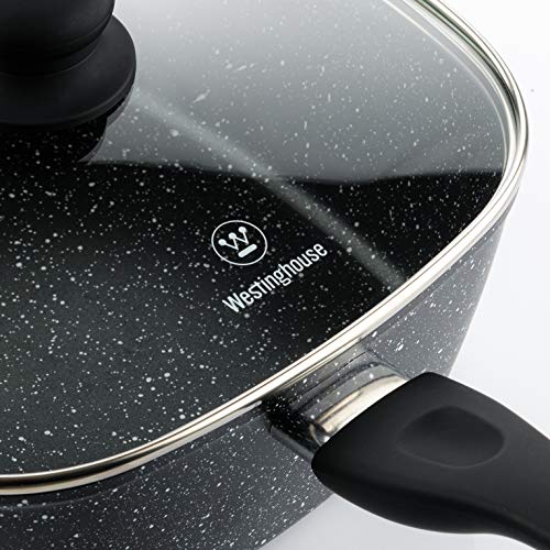 Image of Westinghouse Marble-Coated 24 cm Fry Pan with Frying Basket & Steam Rack | Non-Stick, Induction-Compatible | Stay-Cool Handle | Dishwasher Safe | PFOA-Free, Durable Cooking Essential | WCCS0009D24MBB