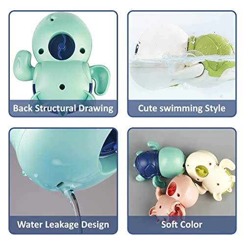 Image of Wembley Swimming Turtle Bath Toys for Toddlers Kids Cute Floating Wind Up Water Toys for Babies 1 2 3 4 5 Years Boy Girl New Born Baby Bathtub Pool Toys Gift for Baby, Pack - 2