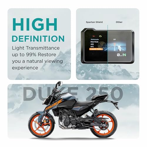 Image of Spartan Shield Digital Meter Screen Guard For NEW 2026 KTM DUKE 250 / 200 / 390 || 5 INCH COLOR TFT Instrument Display Protector || Anti Scratch || Water Resistant || Duke250 Duke390 Duke200 Bike Accessories 2024 [NOT FOR BLACK & WHITE Speedo ] [Not Tempered Glass] (250 Duke [5 inch Color TFT])